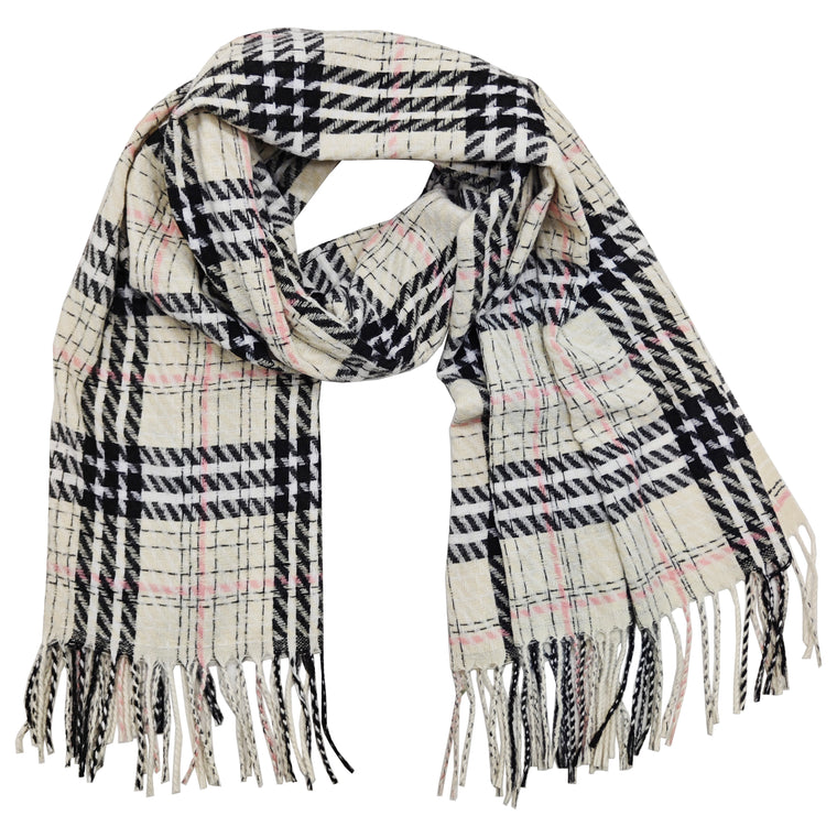 Check scarf - cream