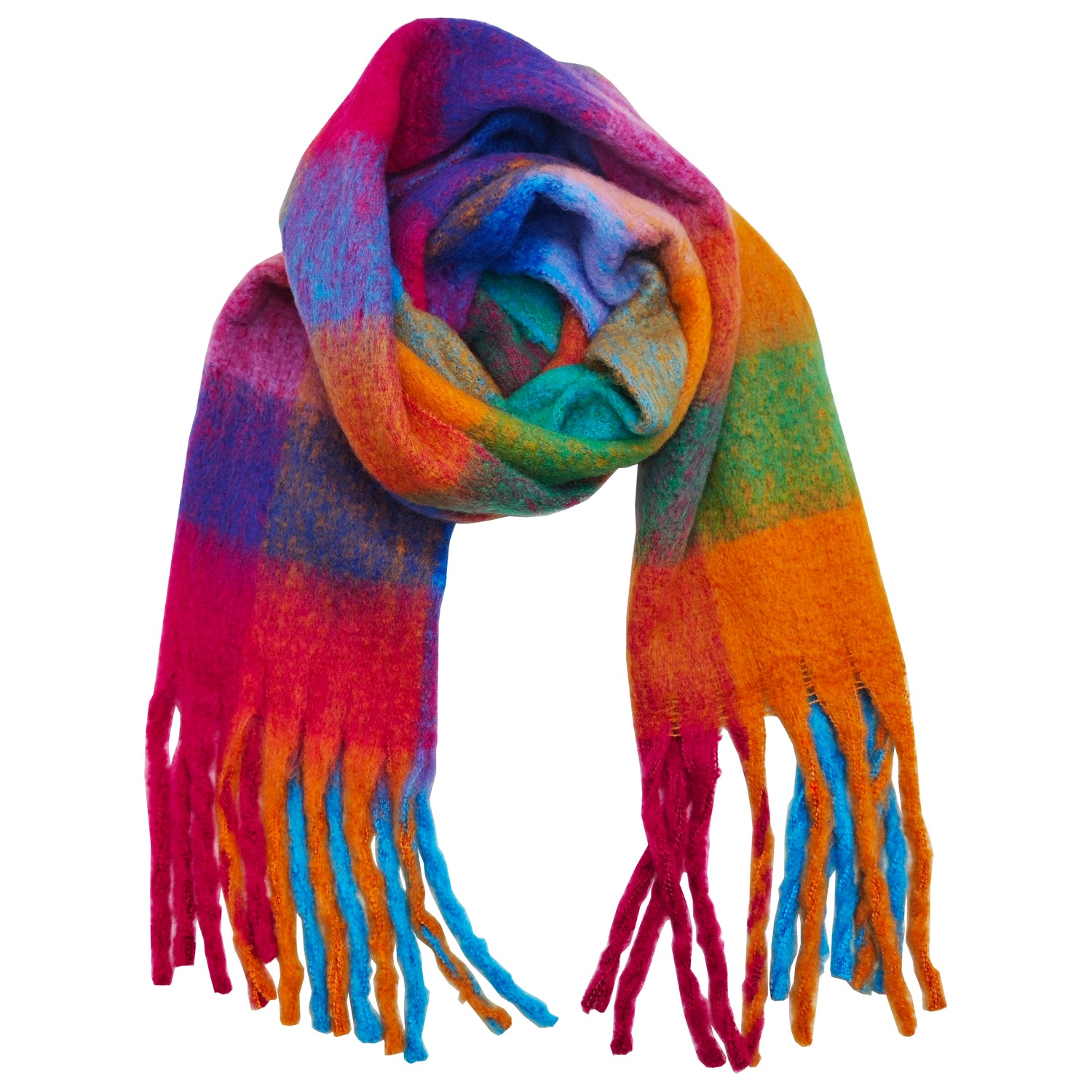 Square print scarf - purple & orange