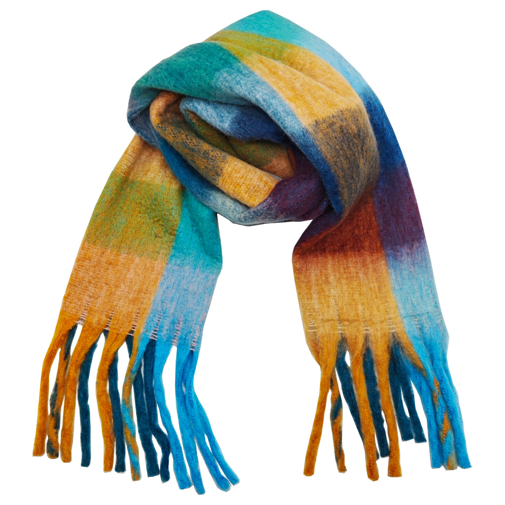 Square print scarf - blue