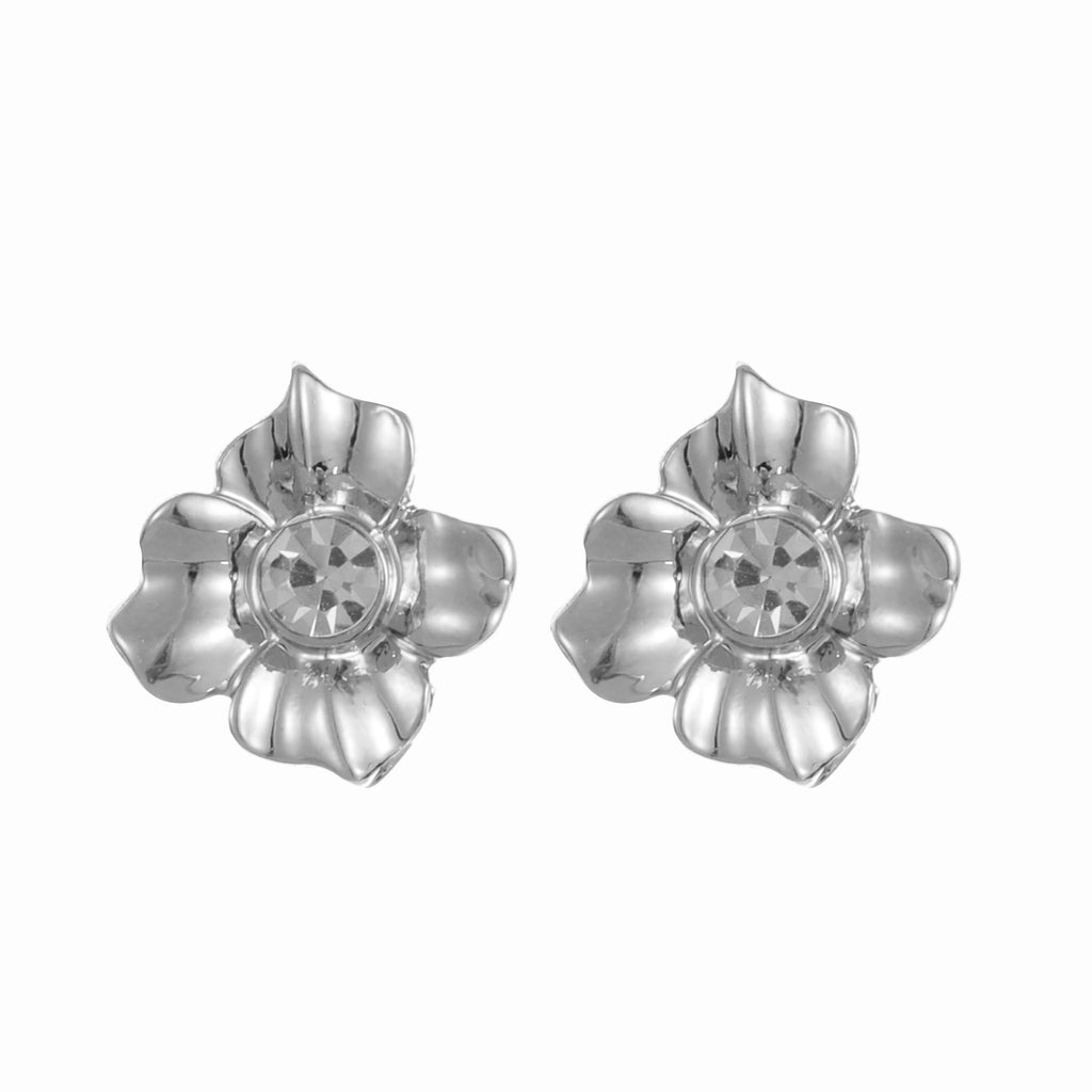 Flower stud earring silver