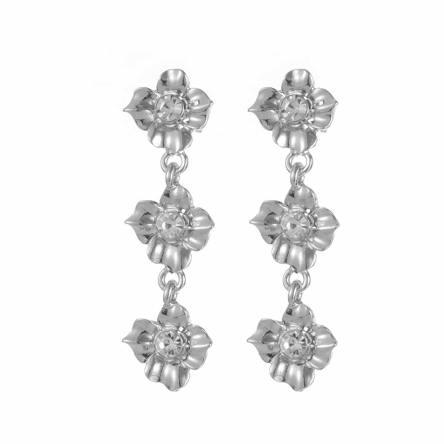 Flower drop earring silver