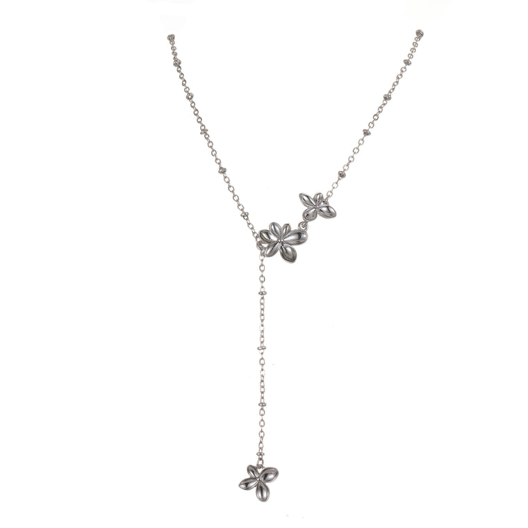 Flower drop necklace silver