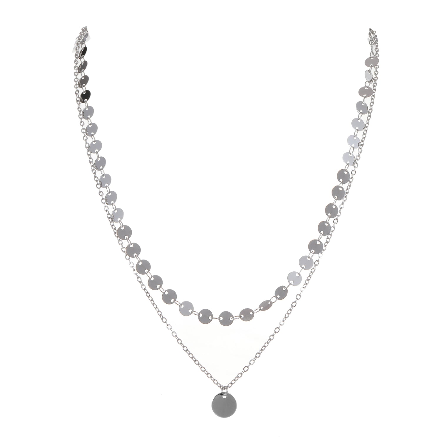 2row dainty silver necklace