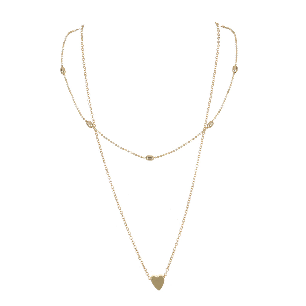 Dainty heart 2row necklace gold