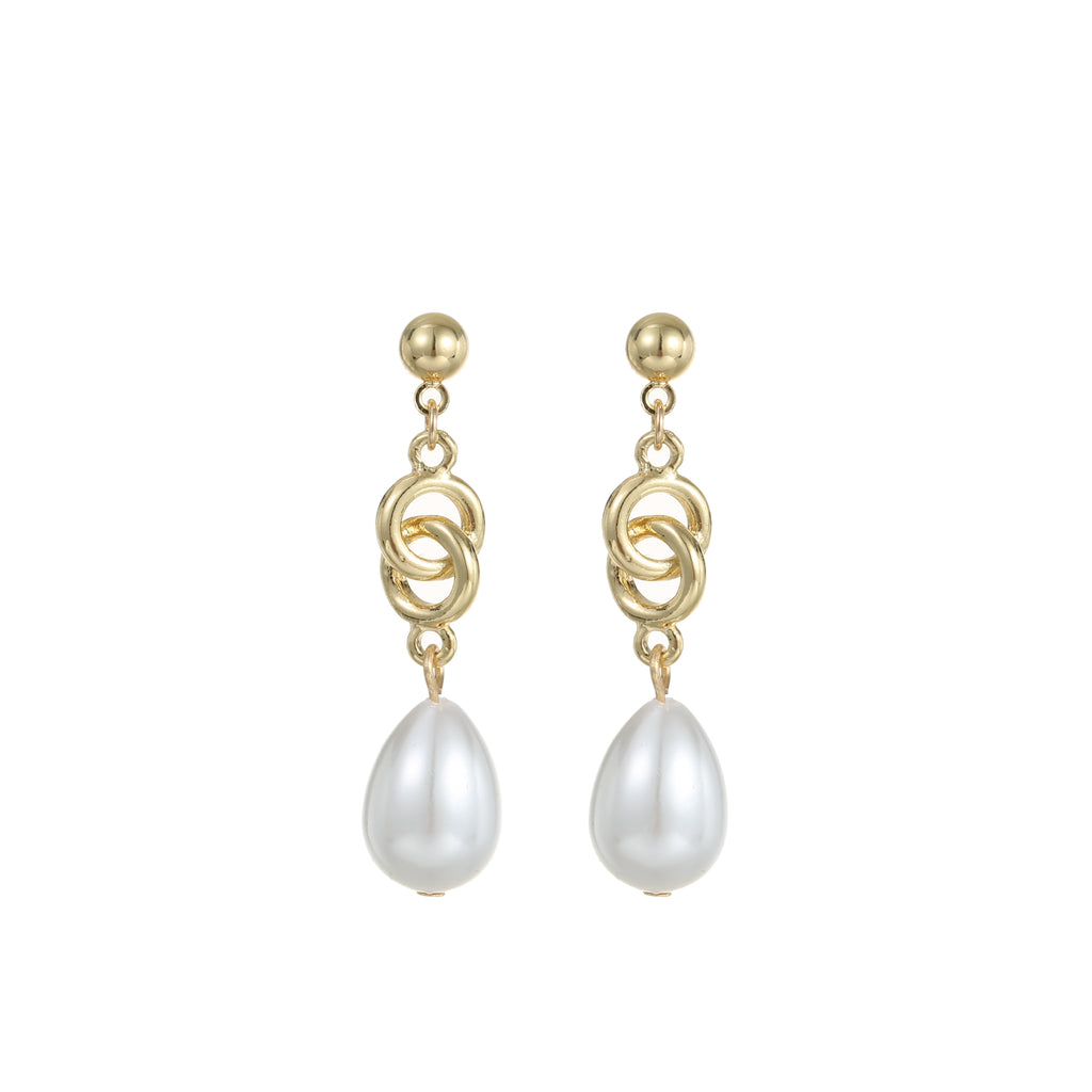 Pearl linked earring gold