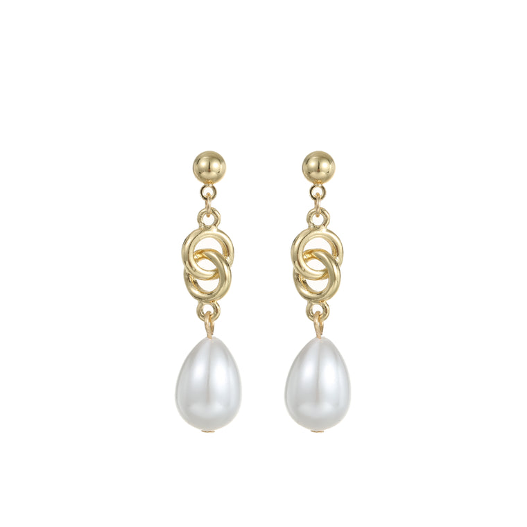 Pearl linked earring gold