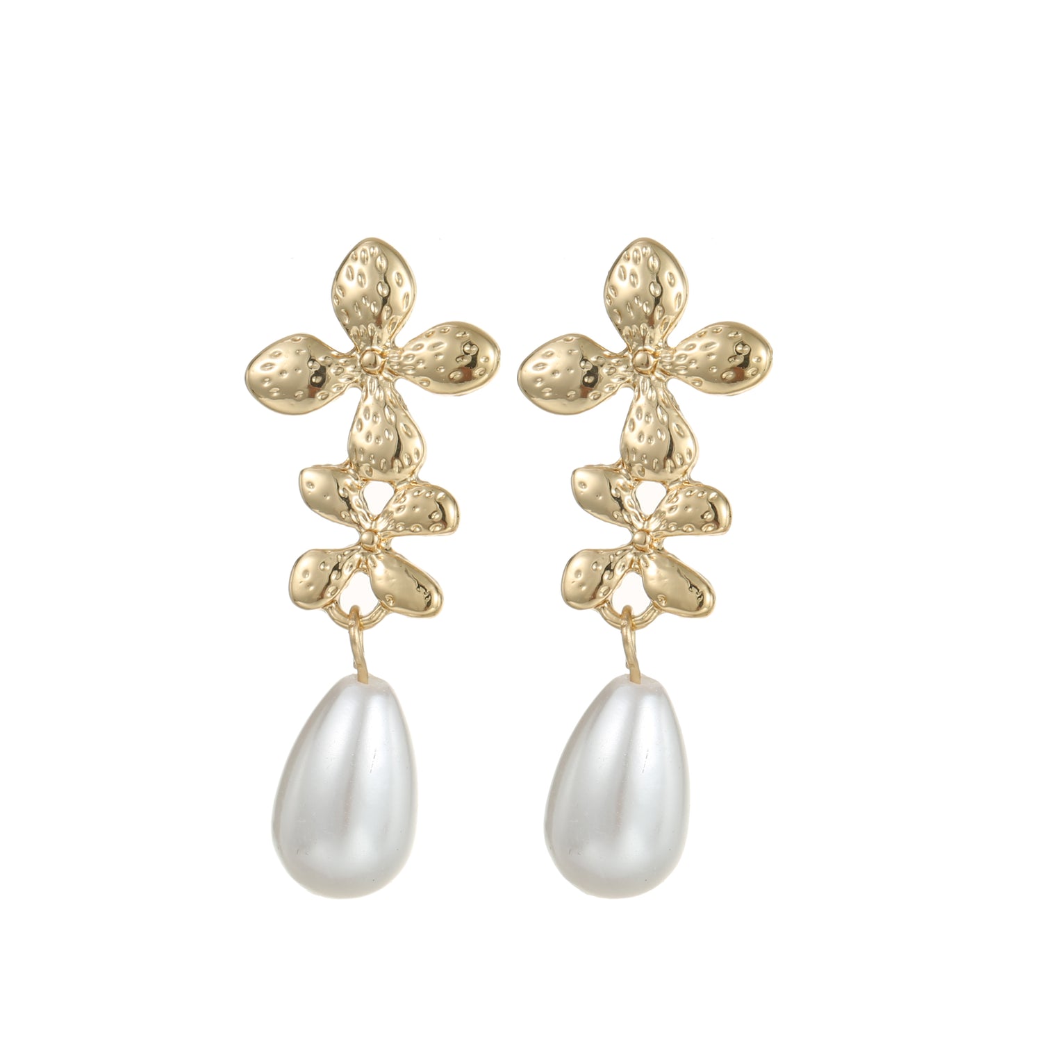 Flower pearl earring gold