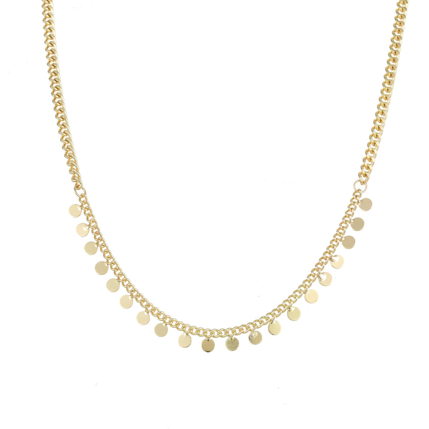 Dainty disc necklace gold