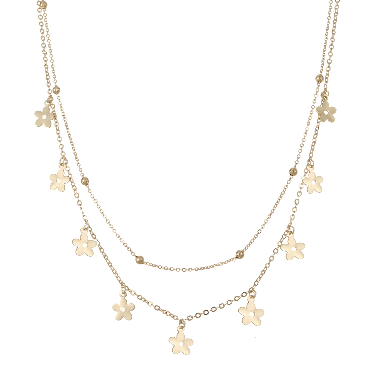 Layered flower necklace gold