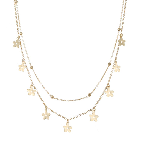 Layered flower necklace gold