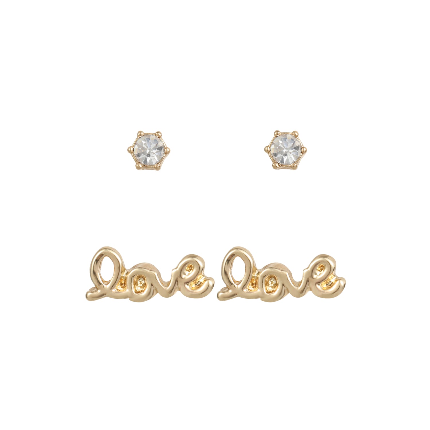 Delicate Ears 2pk Love Earring Gold