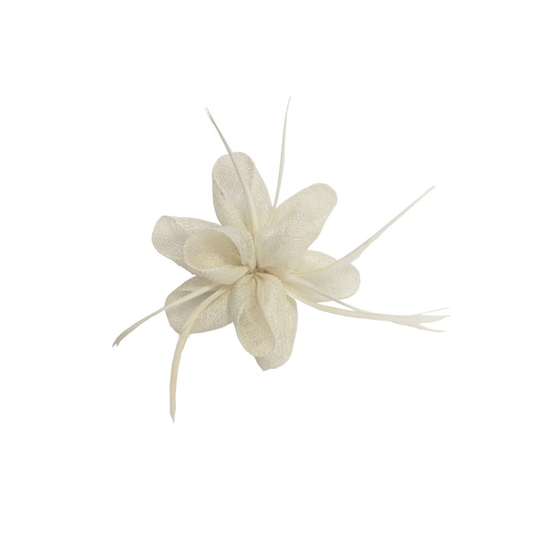 Fascinator feather flower ivory