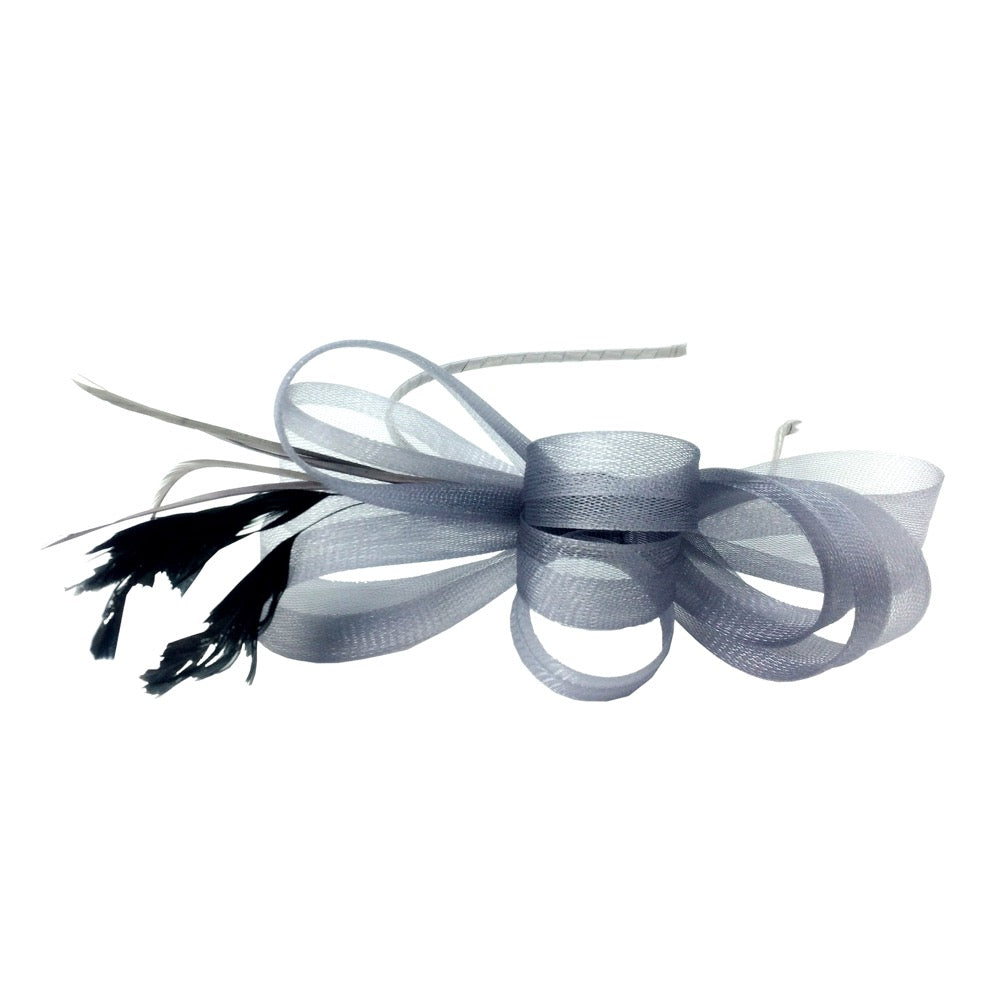 Fascinator bow hairband silver