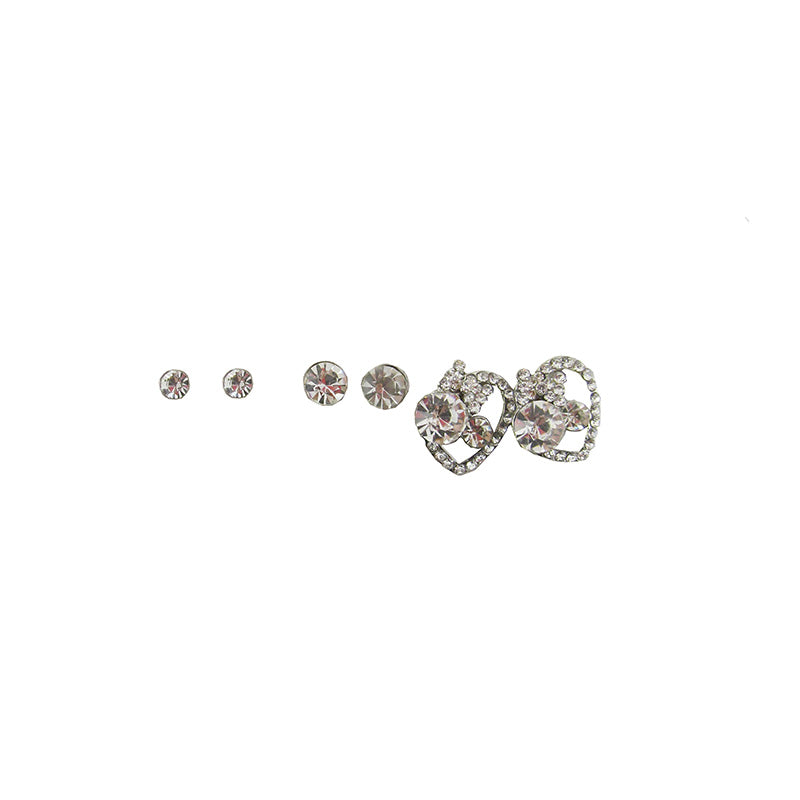 3pk heart earring silver