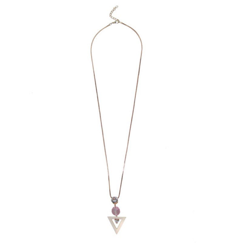 Long triangle detail necklace rose gold