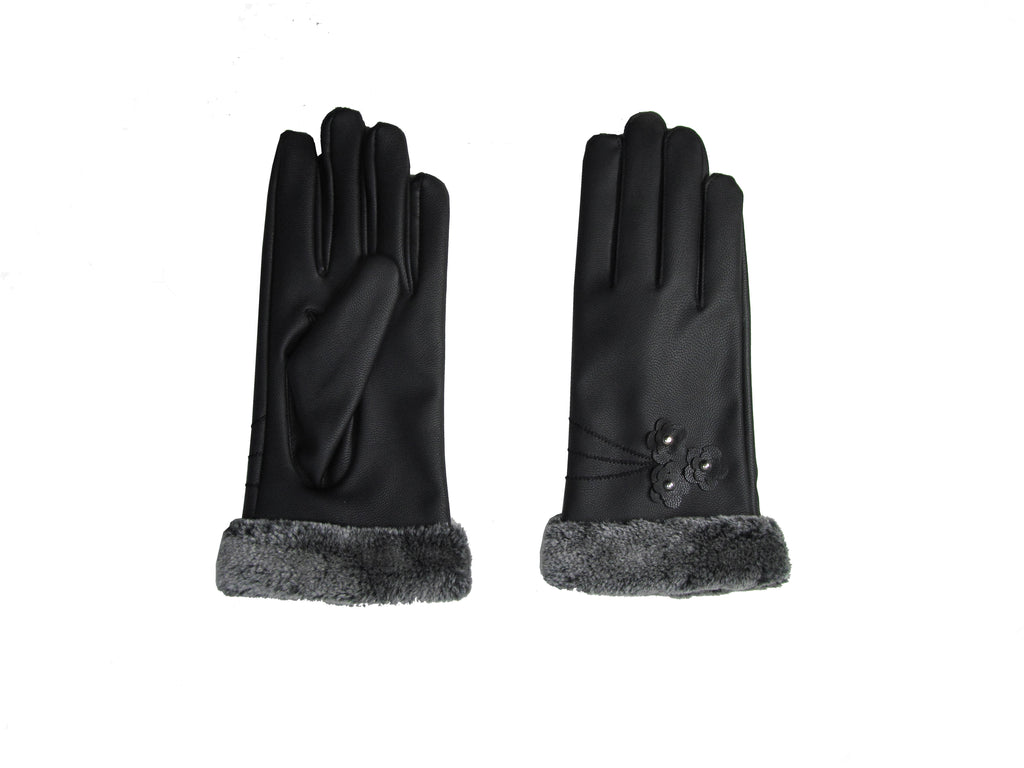 Glove With Faux Fur Trim