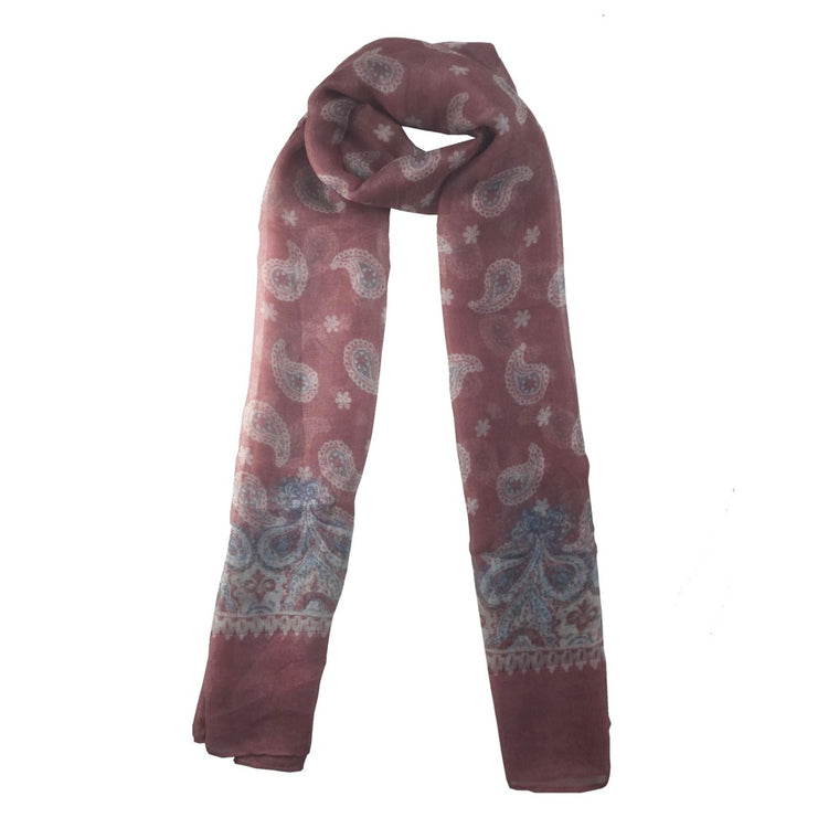 Paisley Pattern Print Scarf-Pink