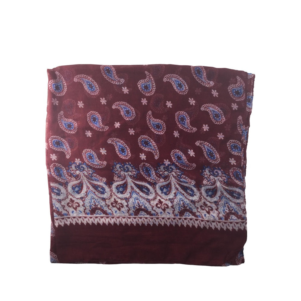 Paisley Pattern Print Scarf-Red