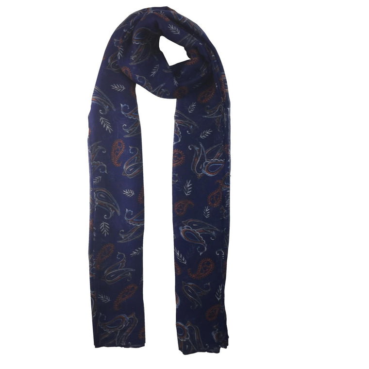 Ditsy Paisley Print Scarf-Navy