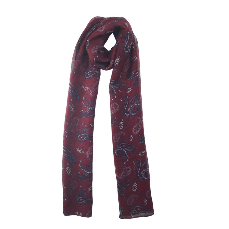 Ditsy Paisley Print Scarf-Red