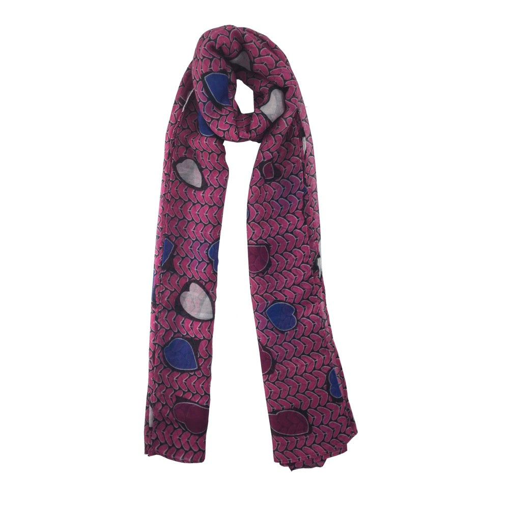 Heart Print Scarf-Pink