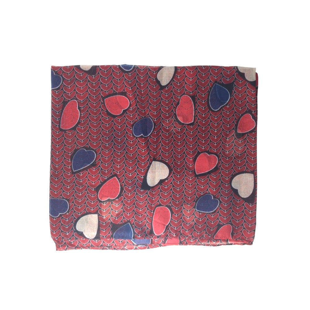Heart Print Scarf-Red
