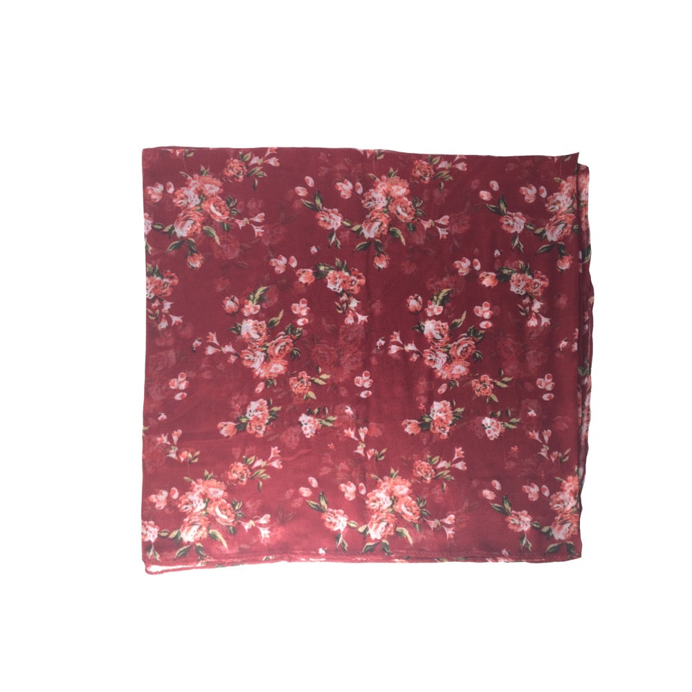 Floral Print Scarf-Red