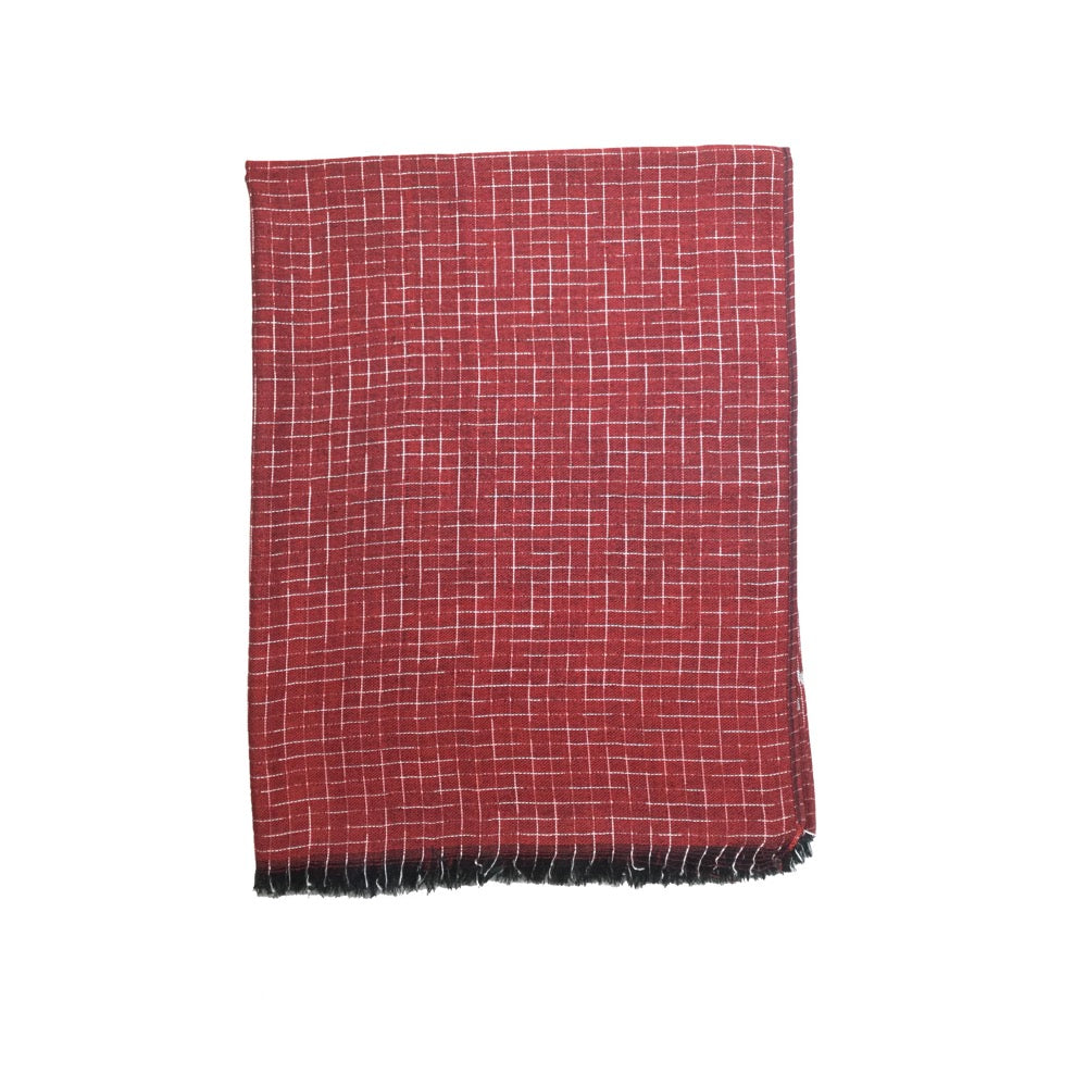 Grey Threaded Scarf-Red