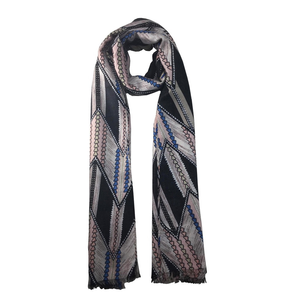 Triangular Printed Scarf-Black