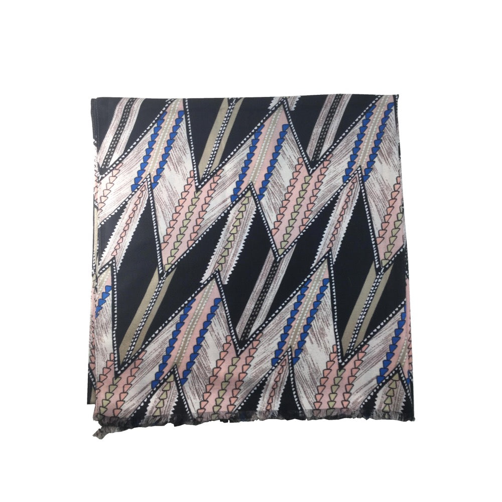 Triangular Printed Scarf-Black