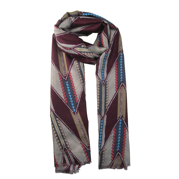 Triangular Printed Scarf-Wine