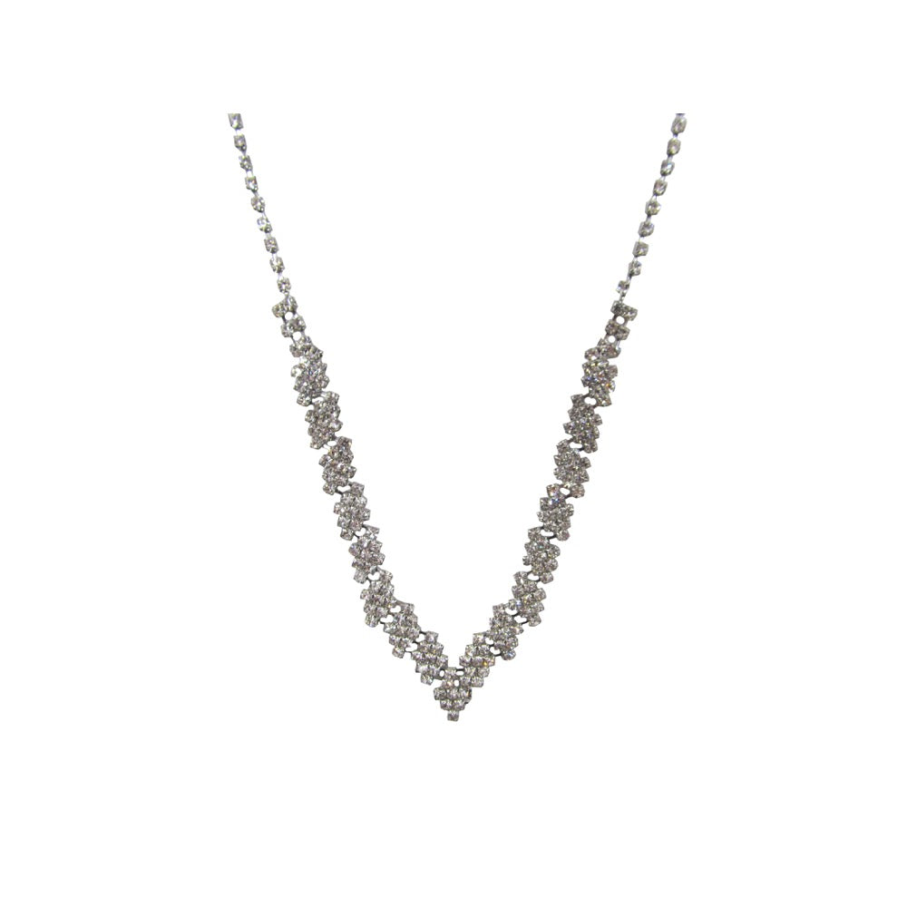 Diamante Necklace Set Silver