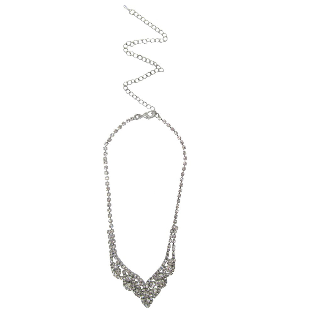 Diamante Necklace Set Silver