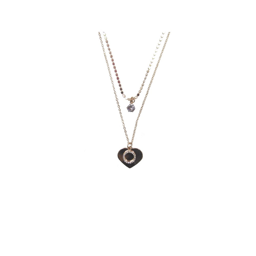 2Row Heart Necklace Rose Gold