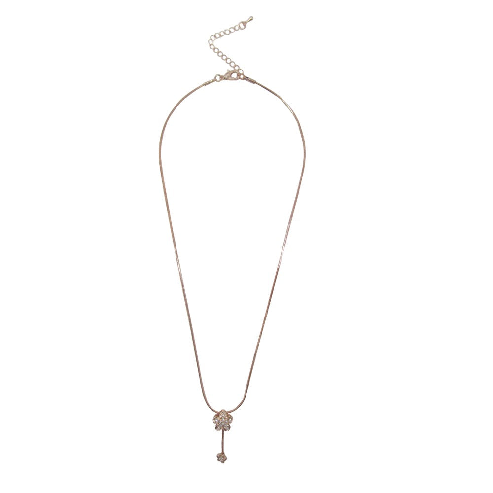 Dainty Flower Drop Necklace Rose Gold