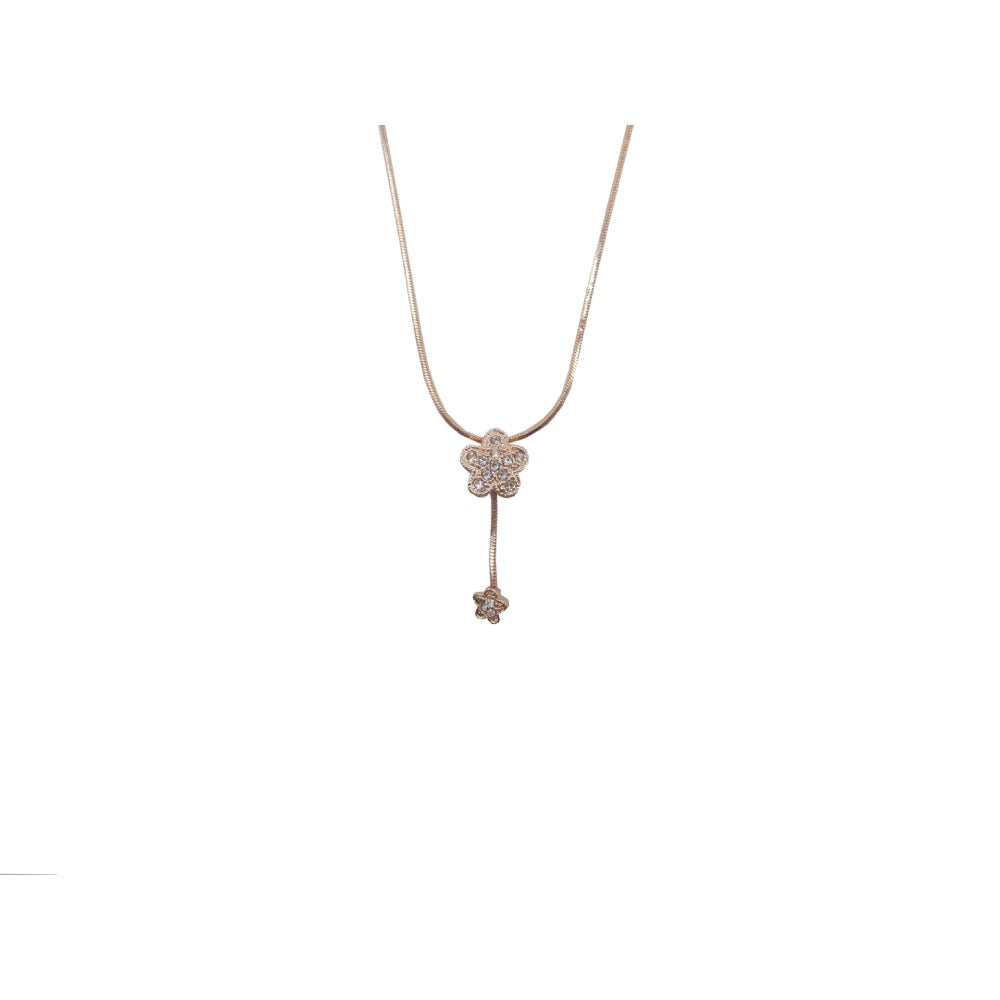 Dainty Flower Drop Necklace Rose Gold