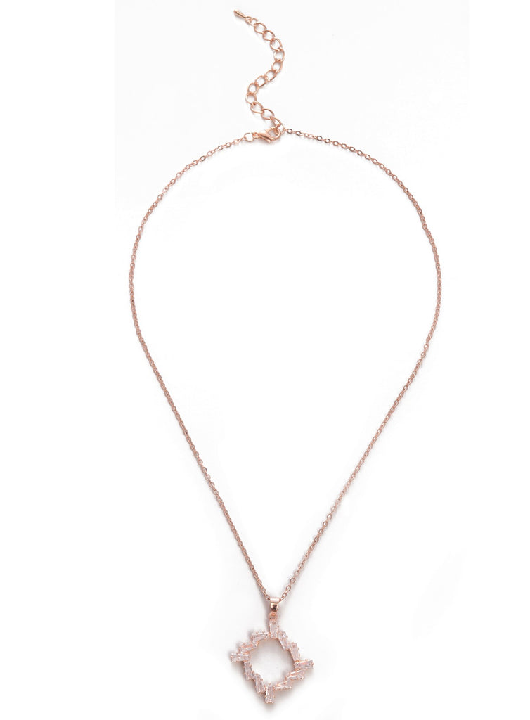 Cubic Zirconia Necklace Rose Gold