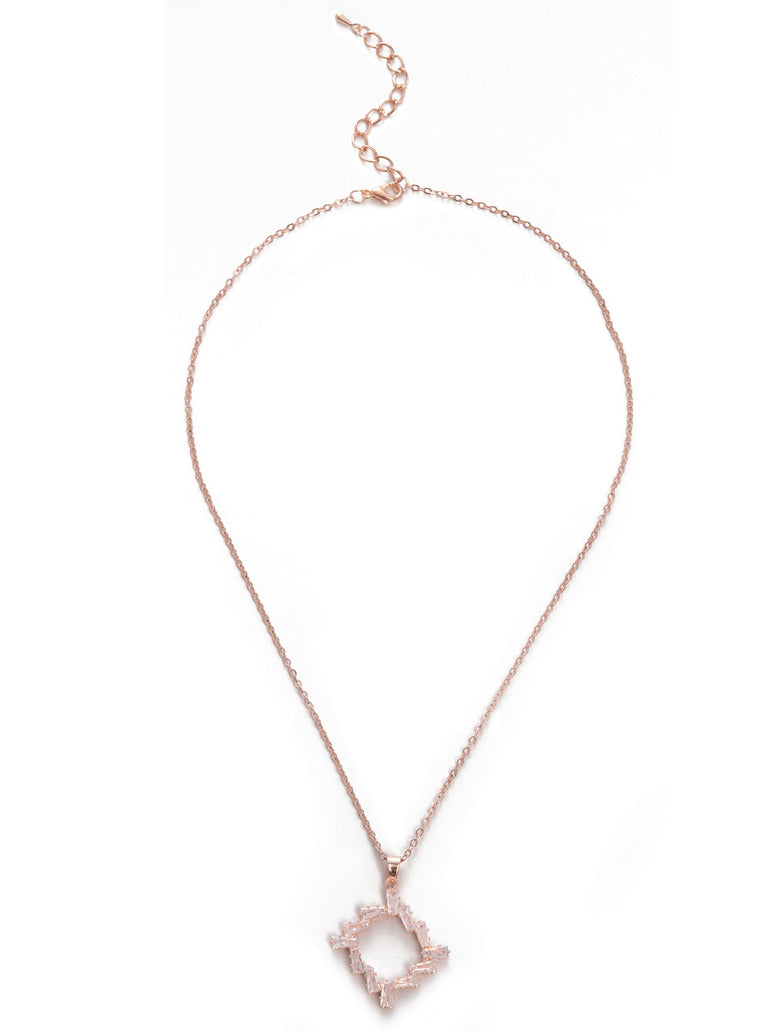 Cubic Zirconia Necklace Rose Gold