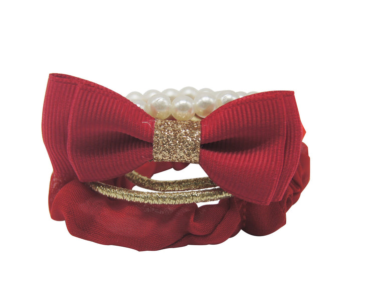 Sparkle Bow & Pearl Elastic Pack