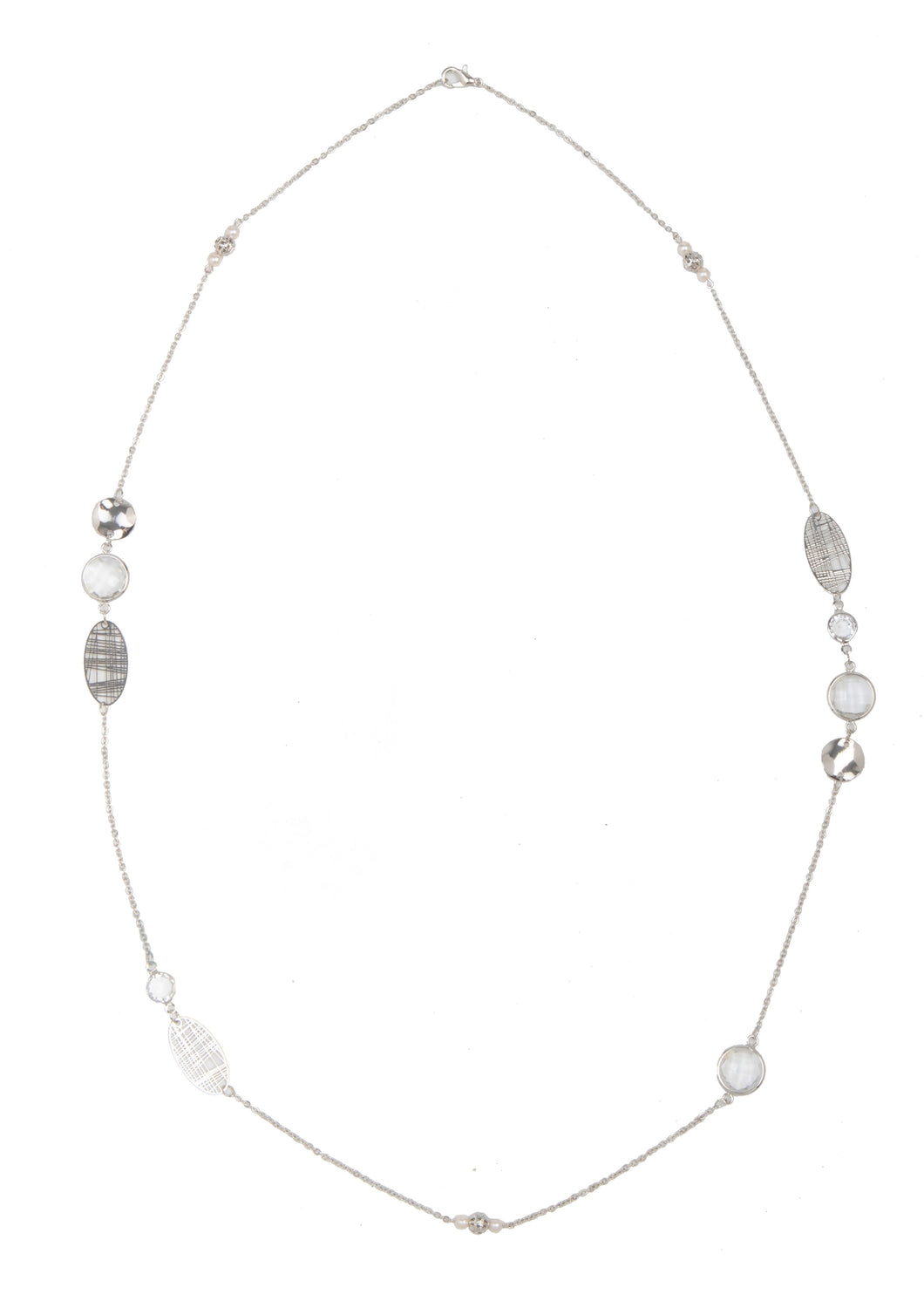 Long Bead & Silver Necklace