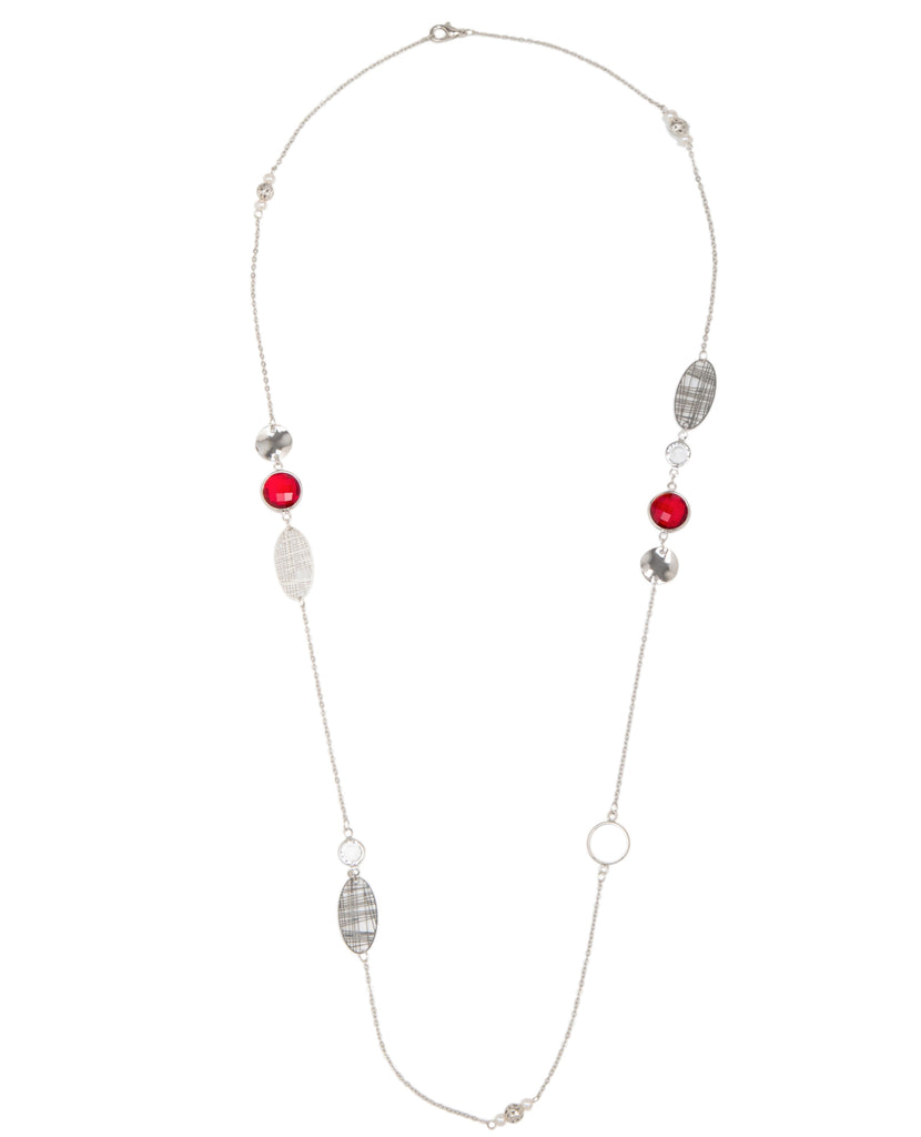Long Bead & Silver Necklace