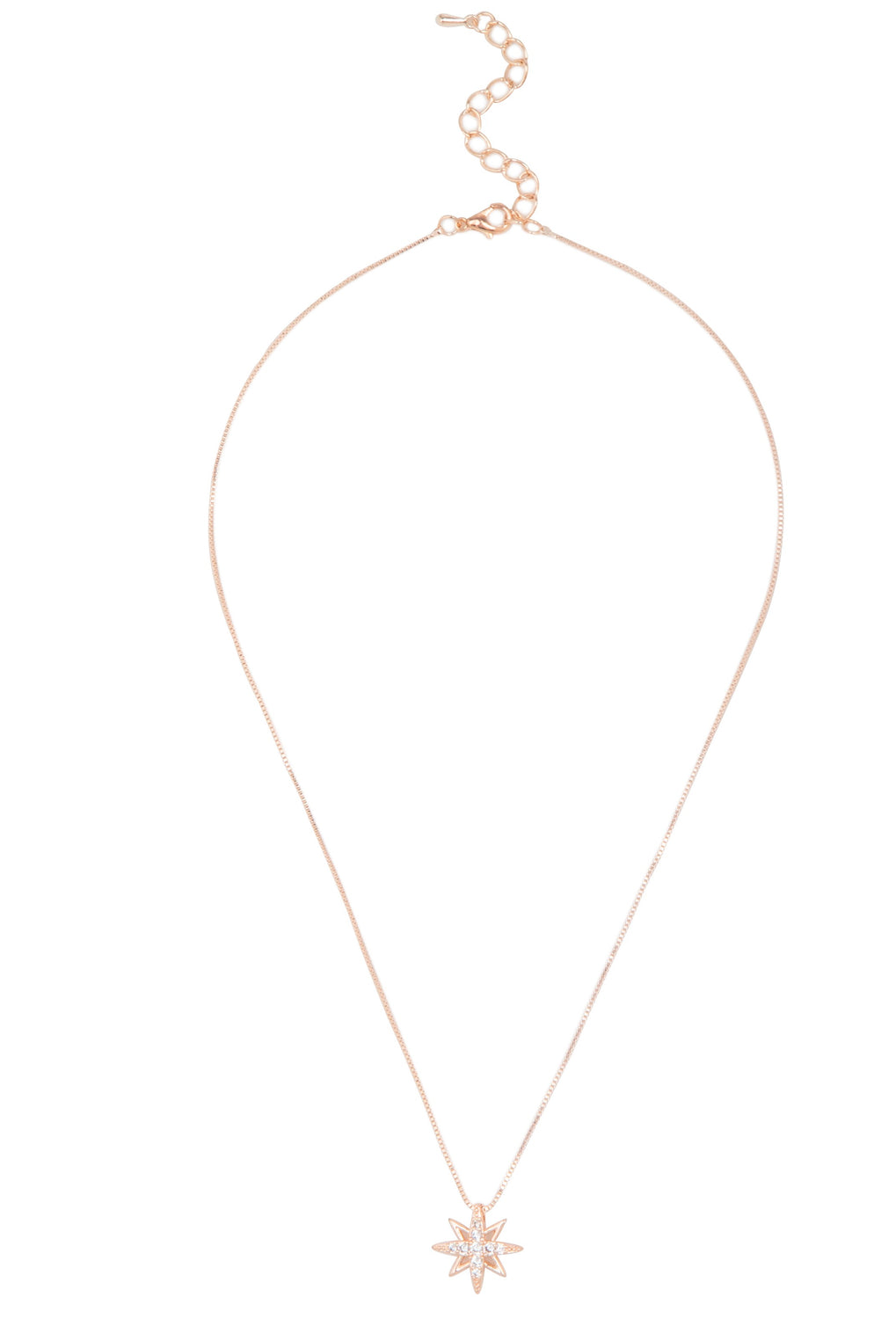 Cubic Zirconia Star Necklace Rose Gold