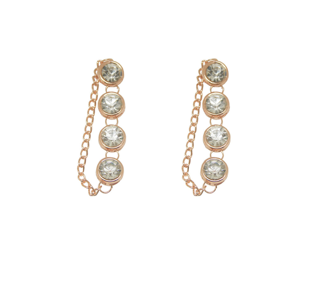 Chain & Crystal Earring Rose Gold