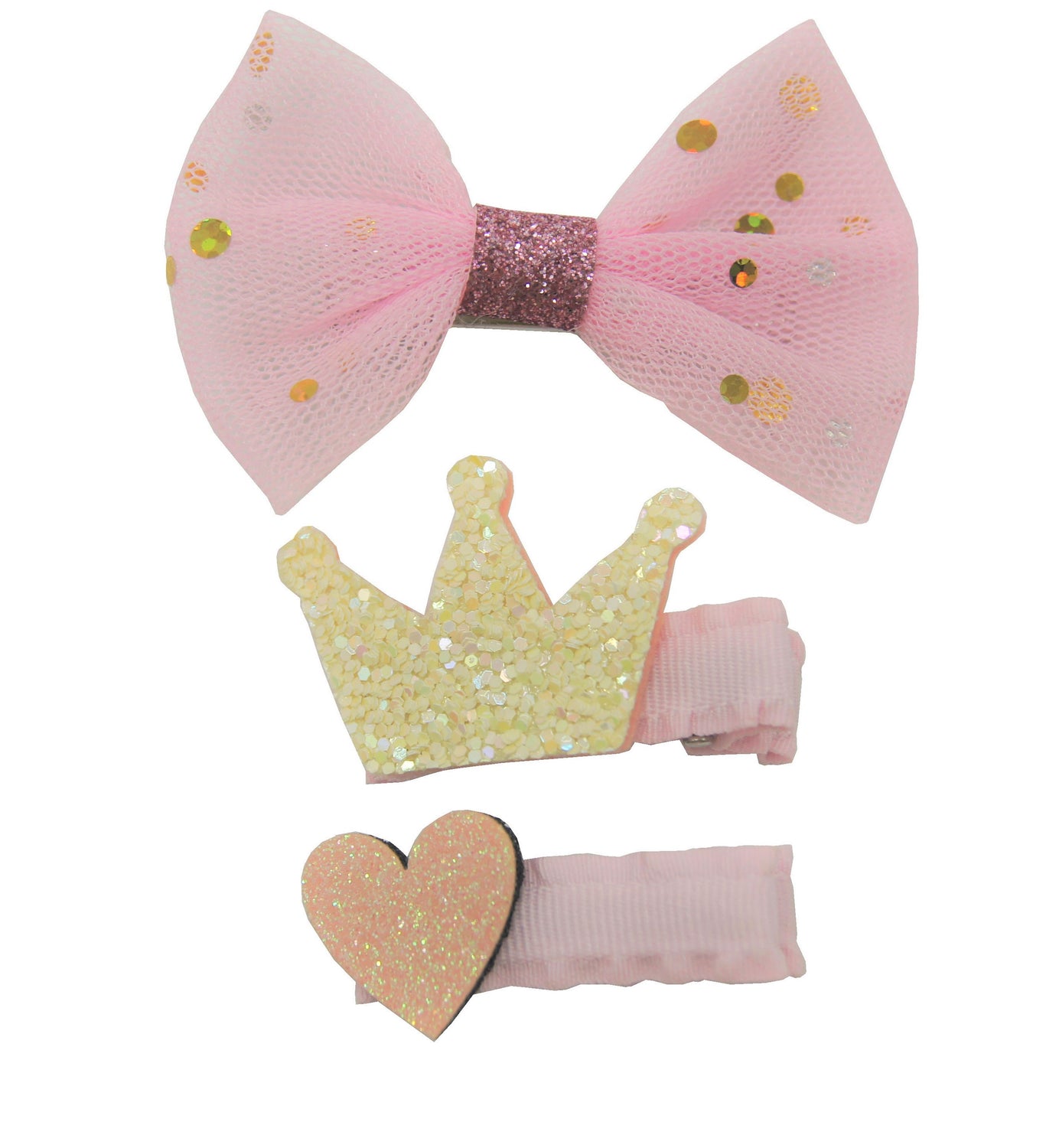 Sparkle 3pk Princess Bow Clip Set
