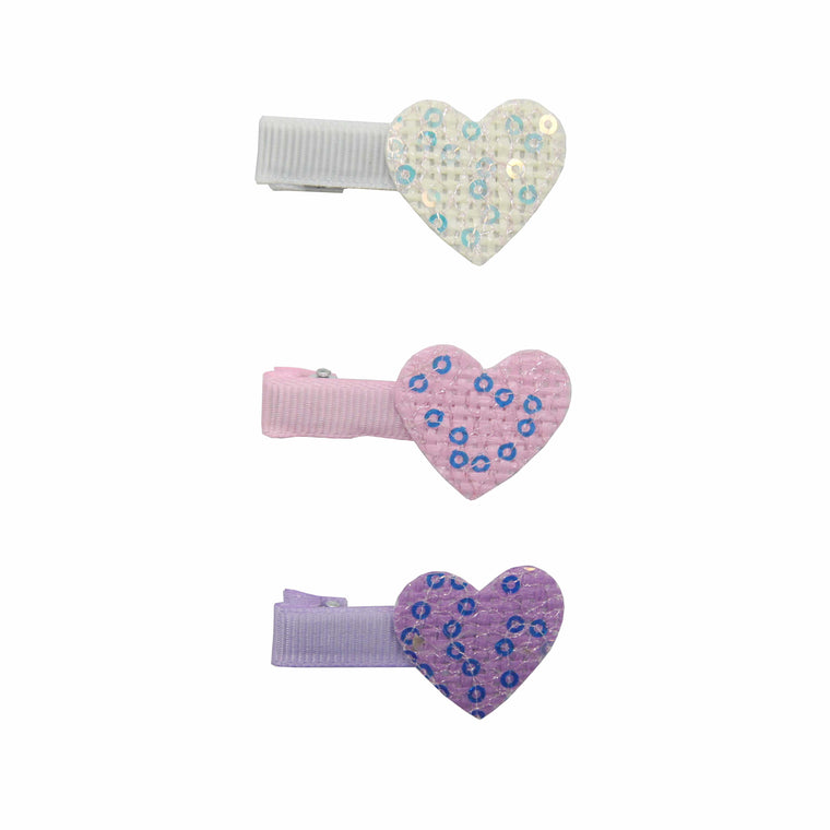 Sparkle 3pk Heart Clip - Purple Pink White