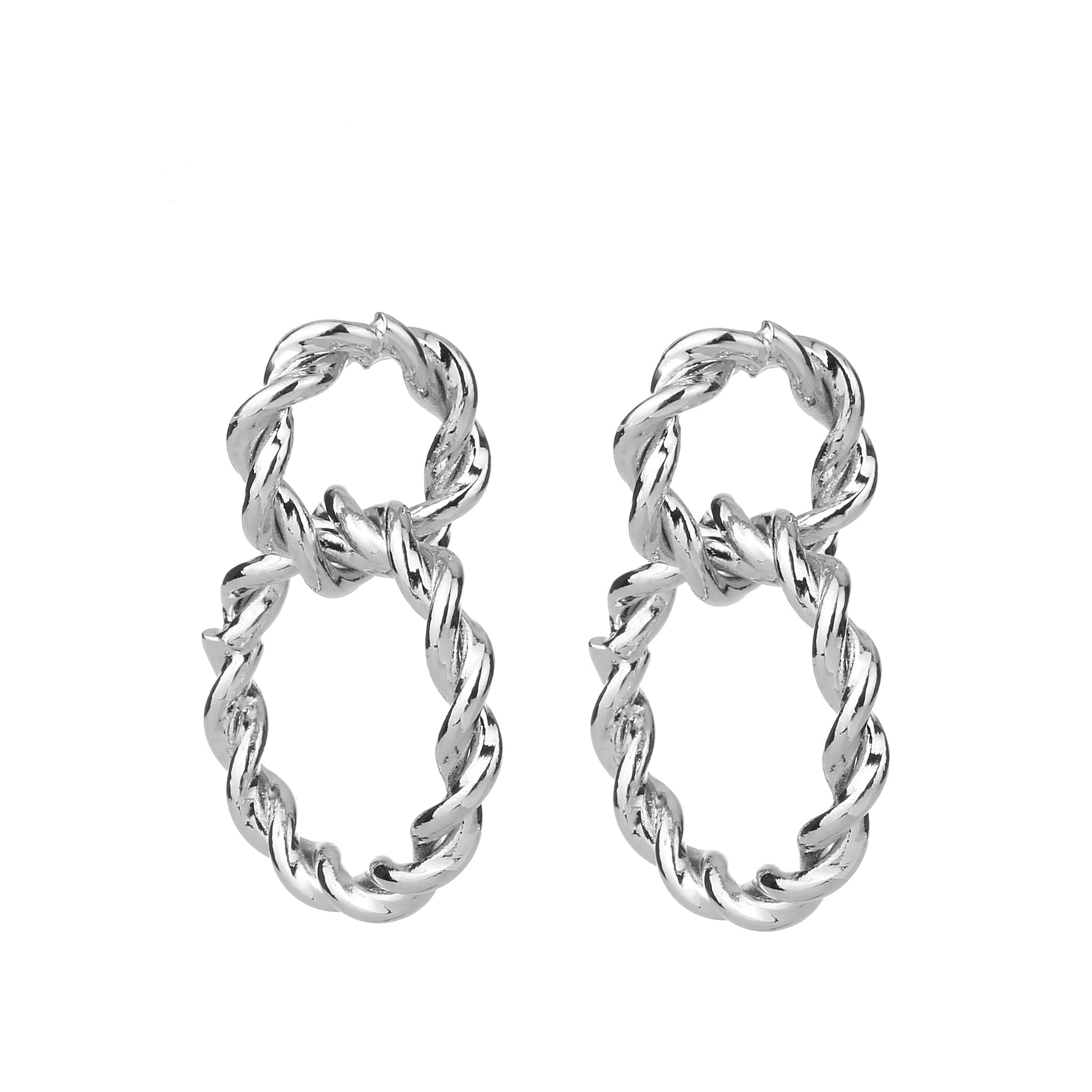 Twisted Linked Earring Silver