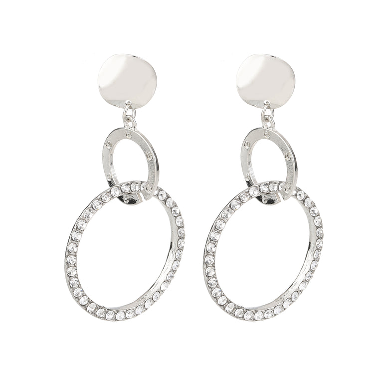 Circle Linked Drop Earring Silver