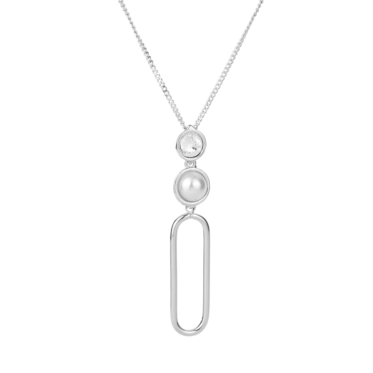 Long Pendant Necklace Silver