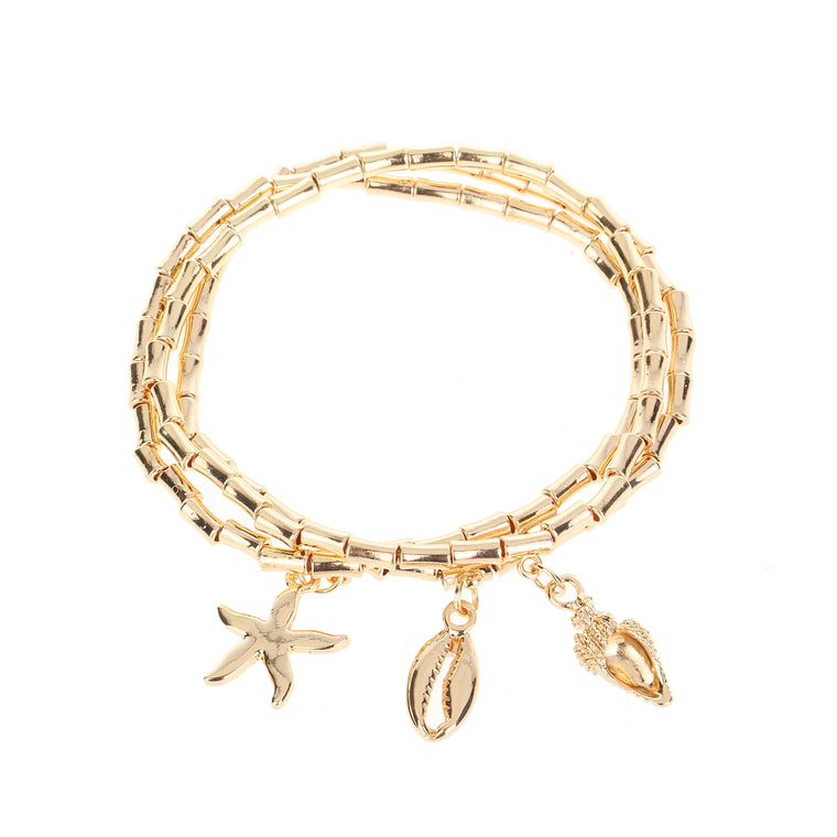 3pk Seaside Charm Bracelet Gold