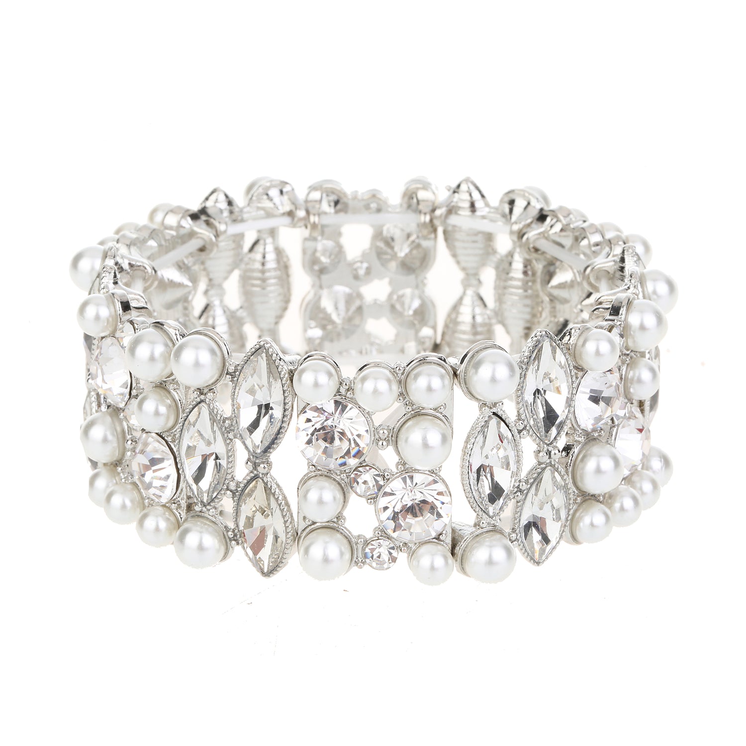 Crystal & Pearl Bracelet Silver